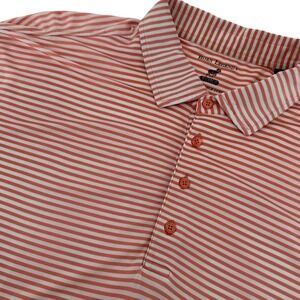 Horn Legend Polo Shirt Mens XL Orange White Striped Performance Luxury Stretch